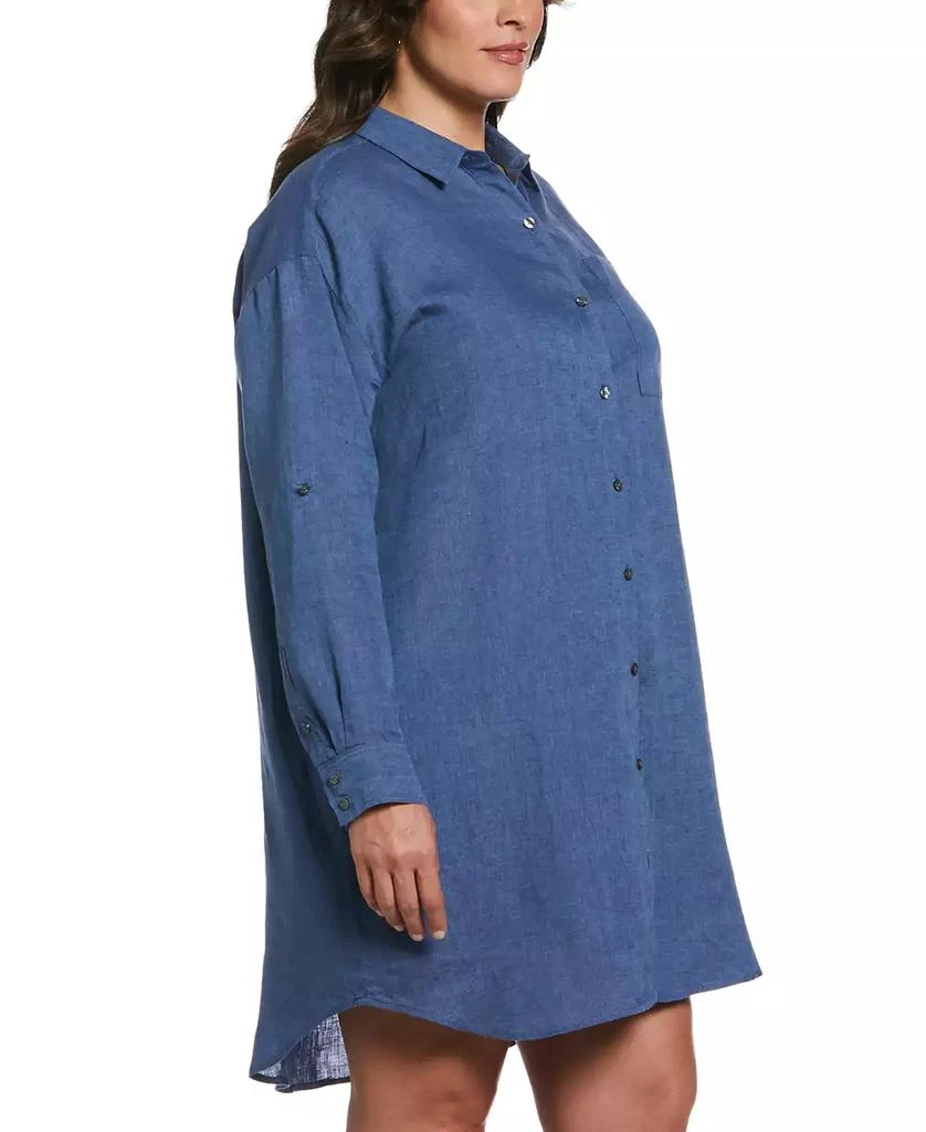 Rafaella Plus Size Roll Sleeve Linen Shirt Dress 3