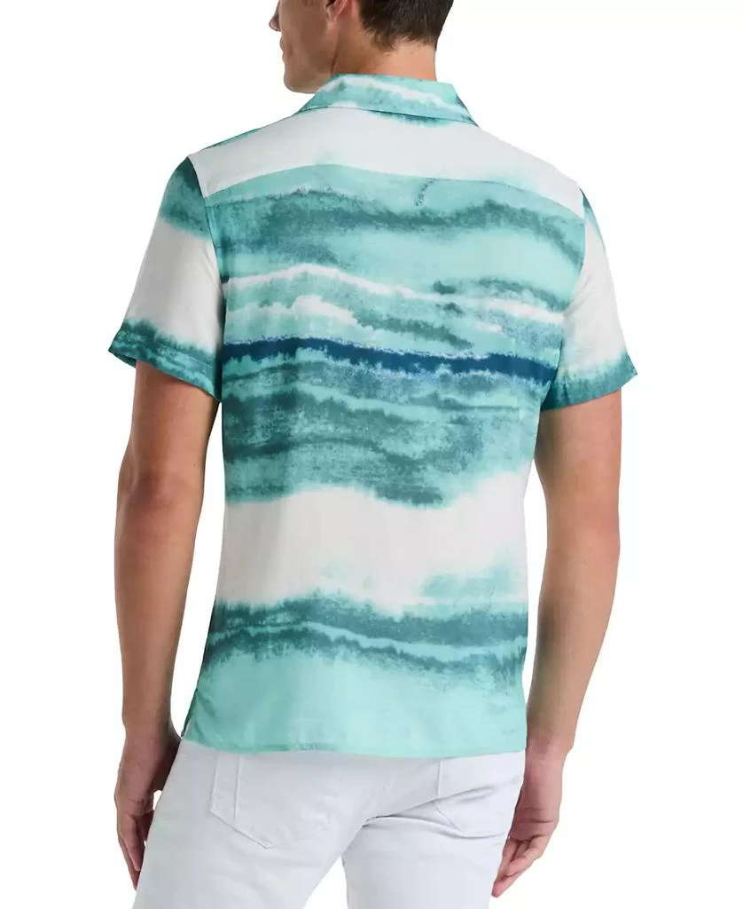 Perry Ellis Men
s Short Sleeve Wave Print Button-Front Camp Shirt 2