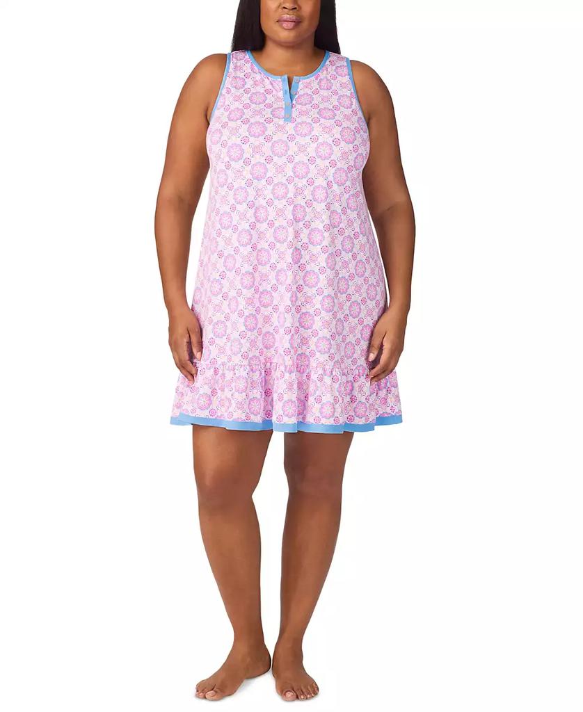 Ellen Tracy Plus Size Printed Ruffled-Hem Nightgown