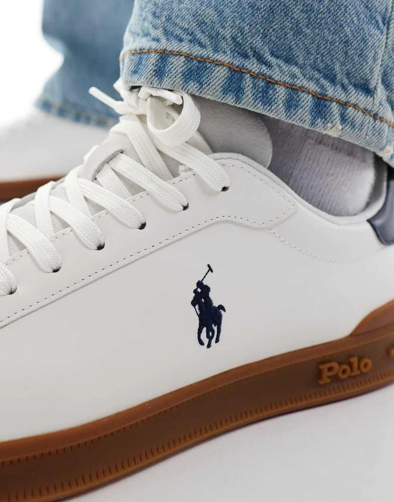 Ralph Lauren Polo Ralph Lauren Heritage Court leather suede mix trainer with gum sole in white 3