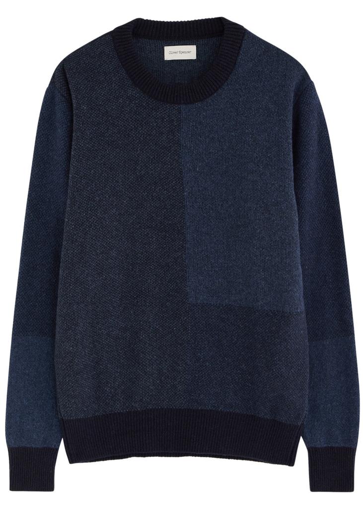 Oliver Spencer Blenheim colour-blocked wool jumper