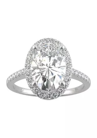 Charles 
Colvard 3/4 ct. t.w. Lab Created Moissanite Oval Halo Engagement Ring in 14k White Gold