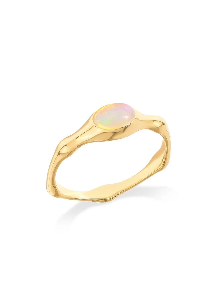 Tiramisu 14K Gold Plated Over 925 Sterling Silver Ethiopian Opal Handcrafted Ring
