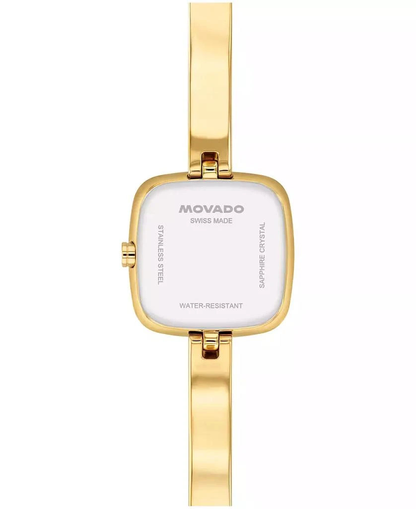 Movado Women's Museum Cushion Swiss Quartz Yellow PVD Steel Bangle Watch, 21.50mm 3