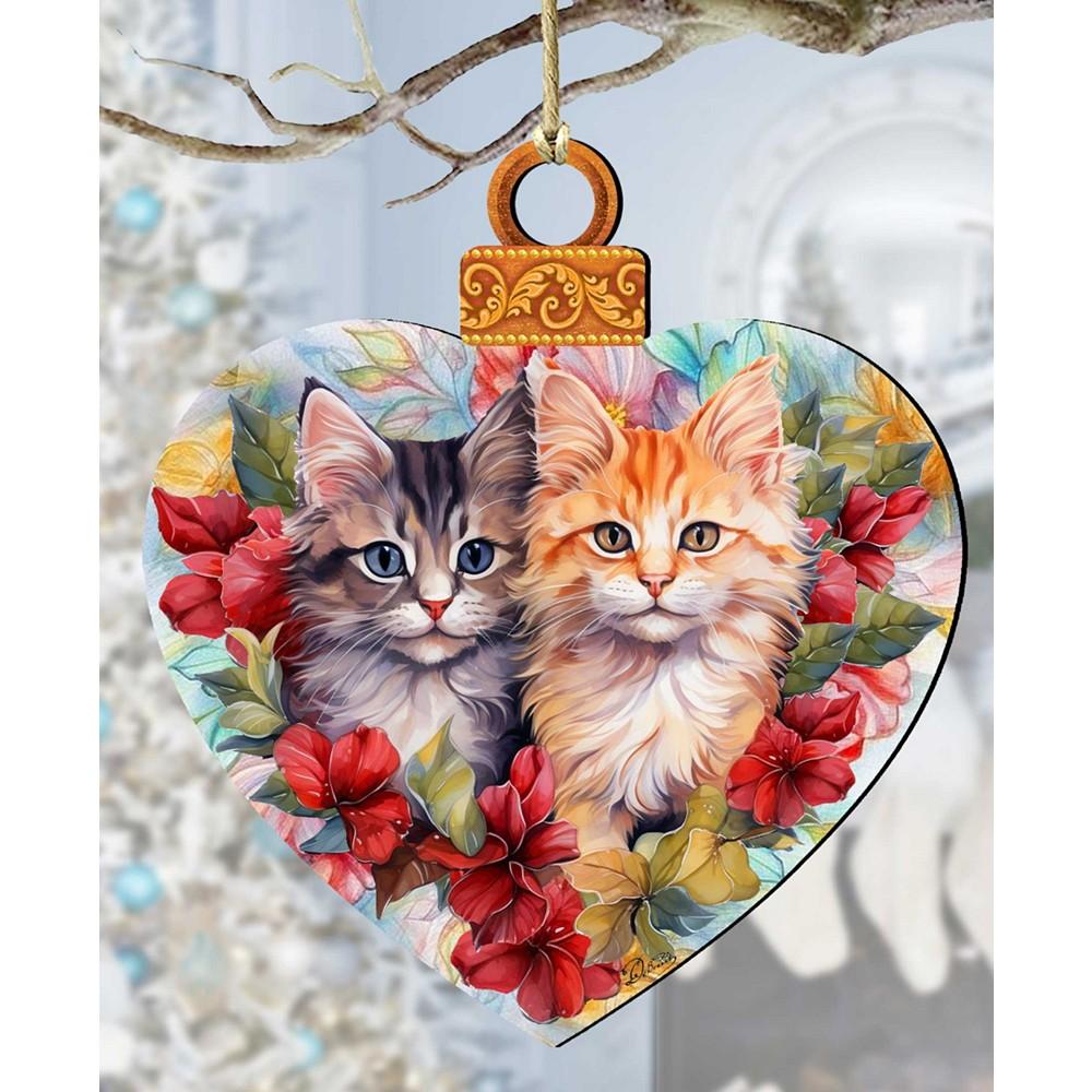 Designocracy Cute Kittens Christmas Wooden Ornaments Holiday Decor G. DeBrekht