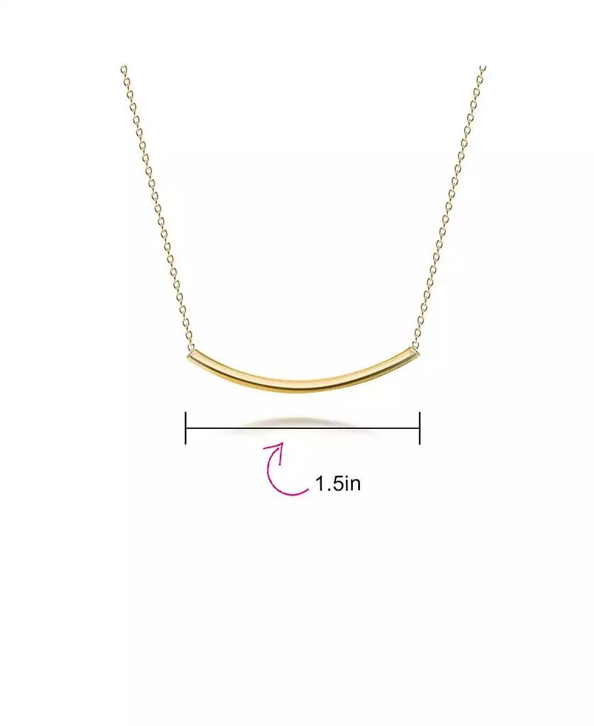 Bling Jewelry Minimalist Delicate Thin Sideways Horizontal Round Tube Curved Bar Slide Pendant Necklace Sterling Silver 3