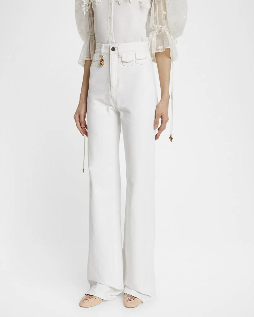 Chloé High Rise Flared Jeans, White 4