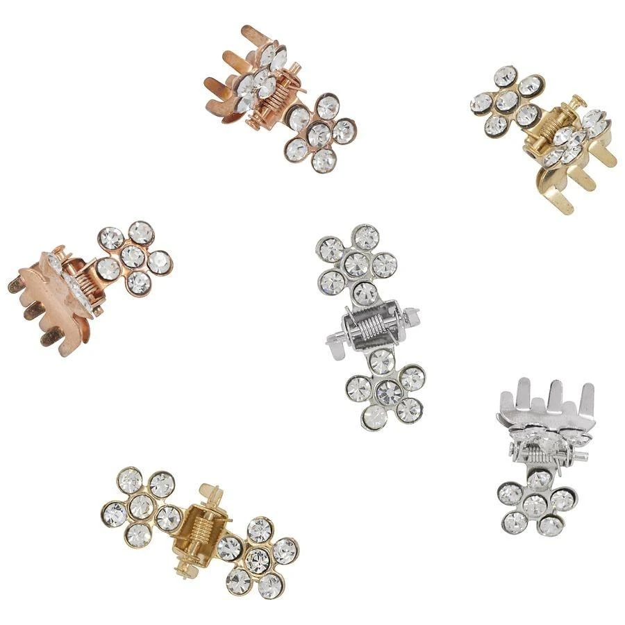 Scunci Mini Metal Rhinestone Flower Claw/Jaw Clips 6