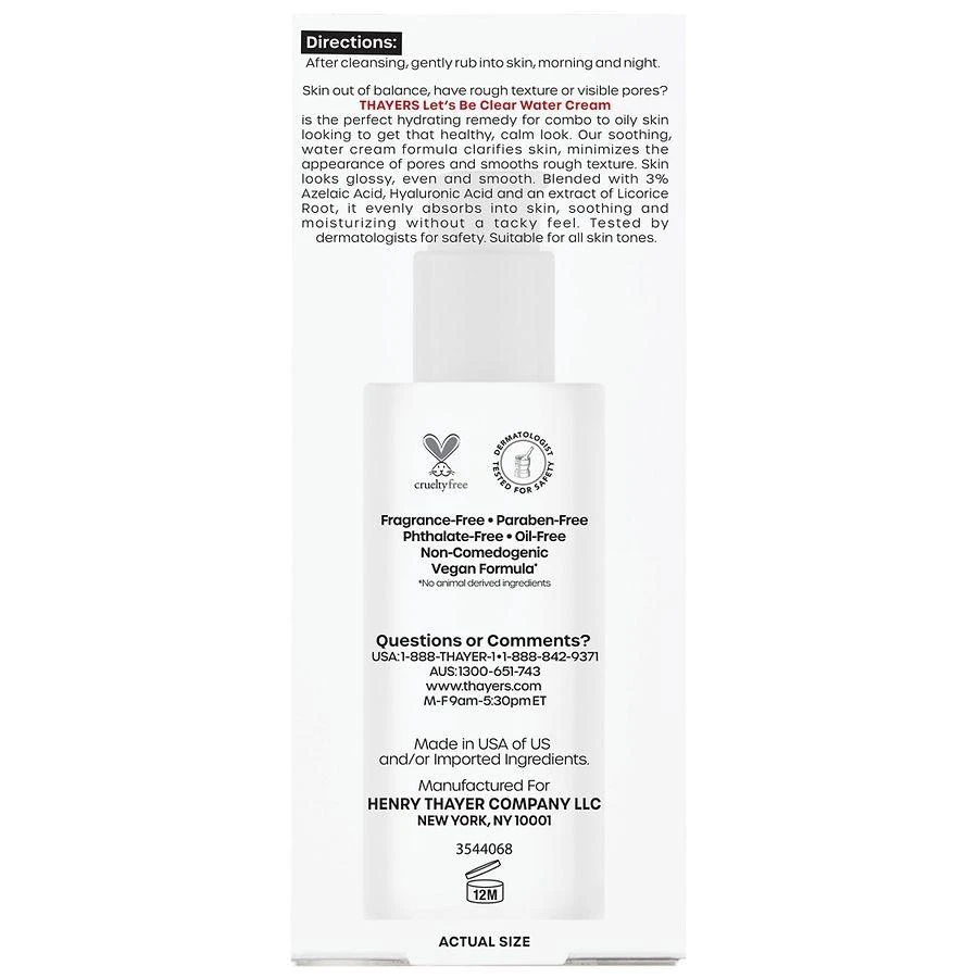 Thayers Let's Be Clear Water Face Cream Fragrance Free 8