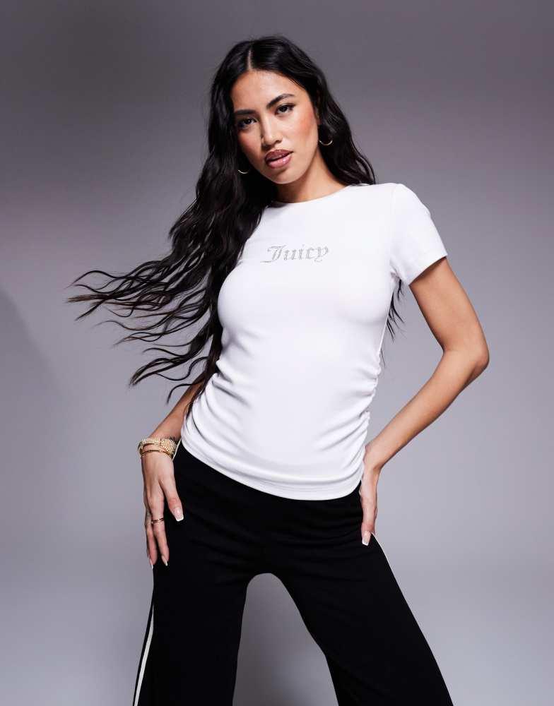 Juicy Couture regal square neck cropped t-shirt in black