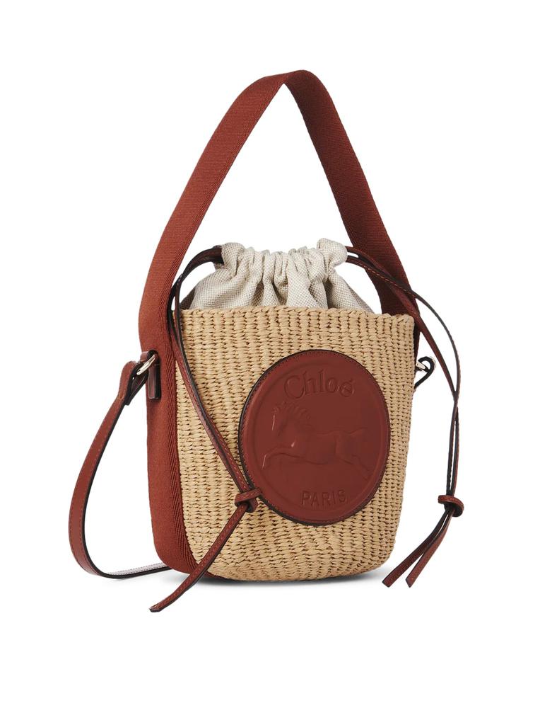 Chloé HORSE MEDAL SMALL BASKET BAG IN NATURAL FIBERS