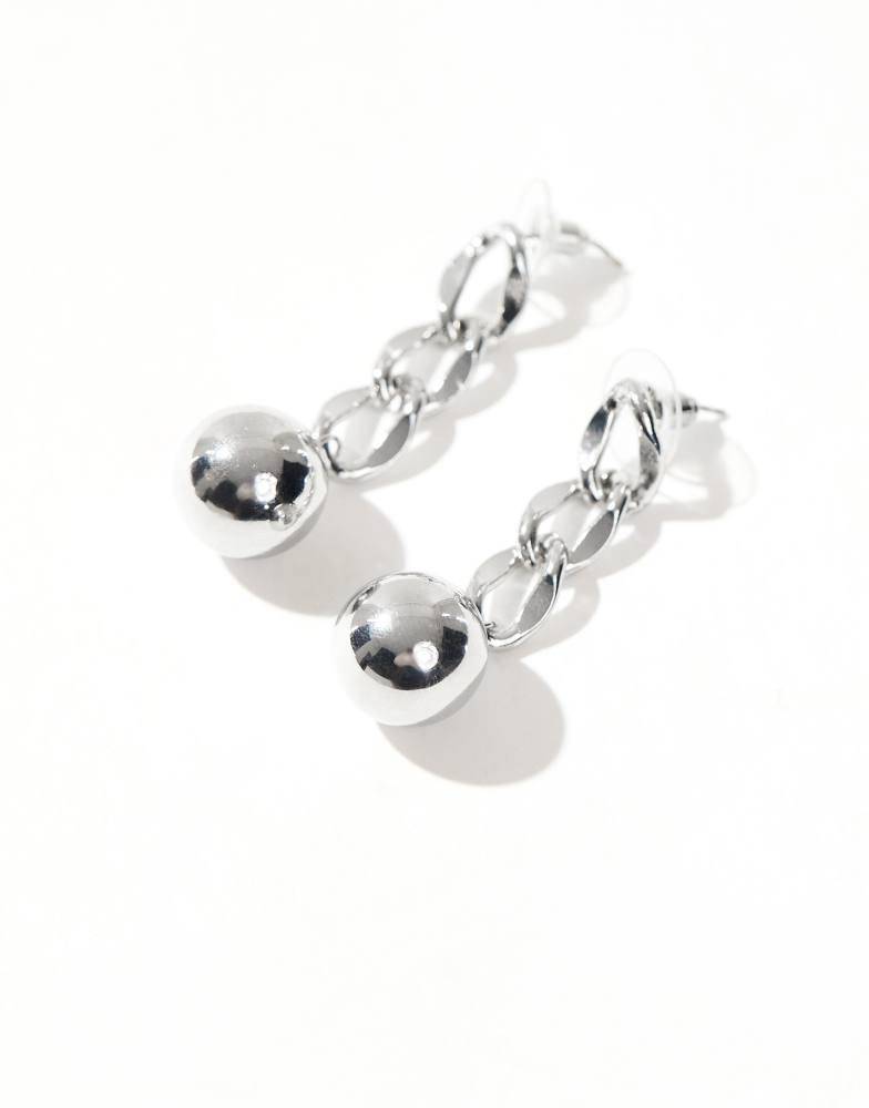 8 Other Reasons 8 Other Reasons chain drop ball earrings in rhodium plated