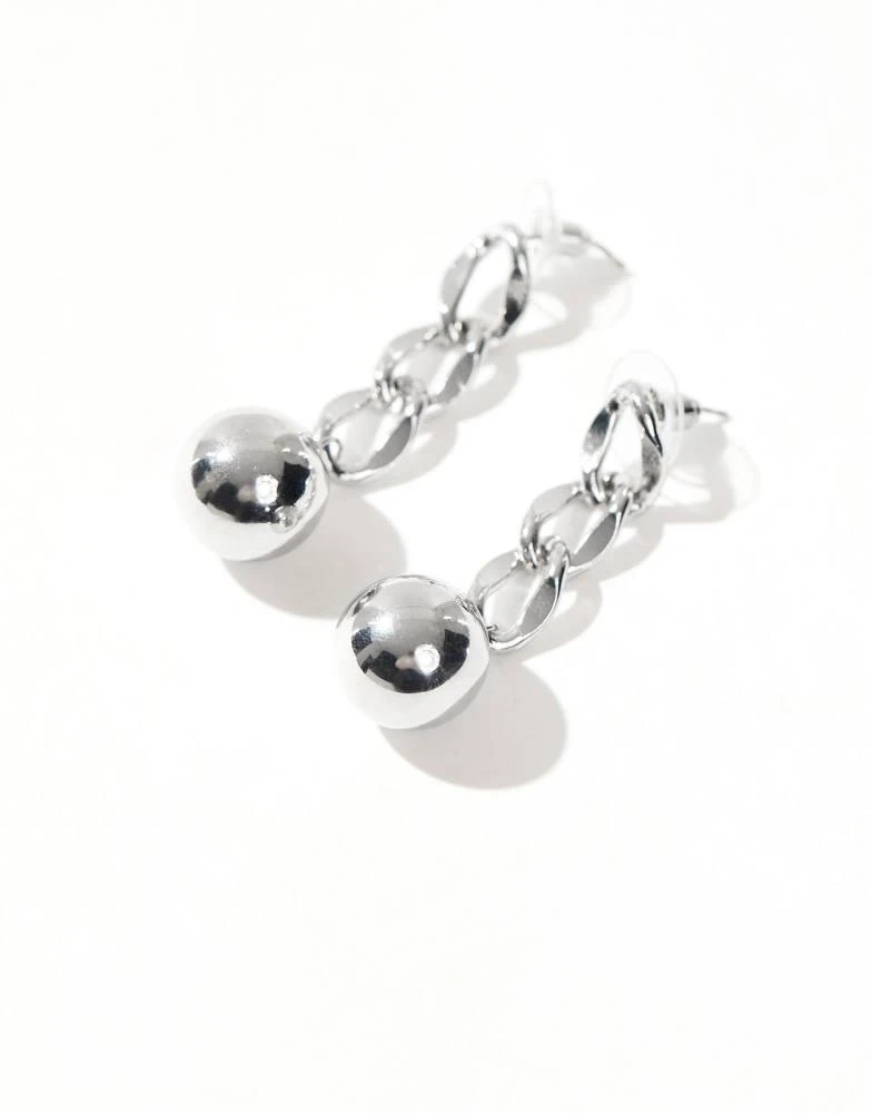 8 Other Reasons 8 Other Reasons chain drop ball earrings in rhodium plated 2