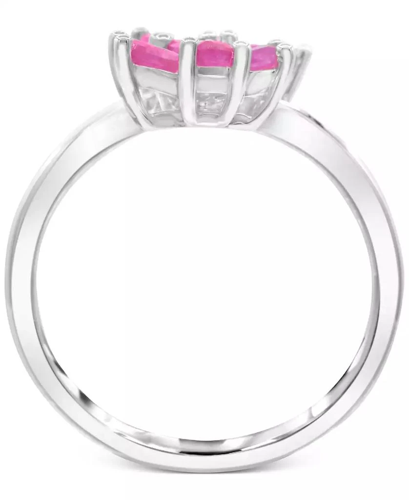Macy's Lab-Grown Ruby (1-3/8 ct. t.w.) & Diamond Accent Flower Bypass Ring in Sterling Silver 3