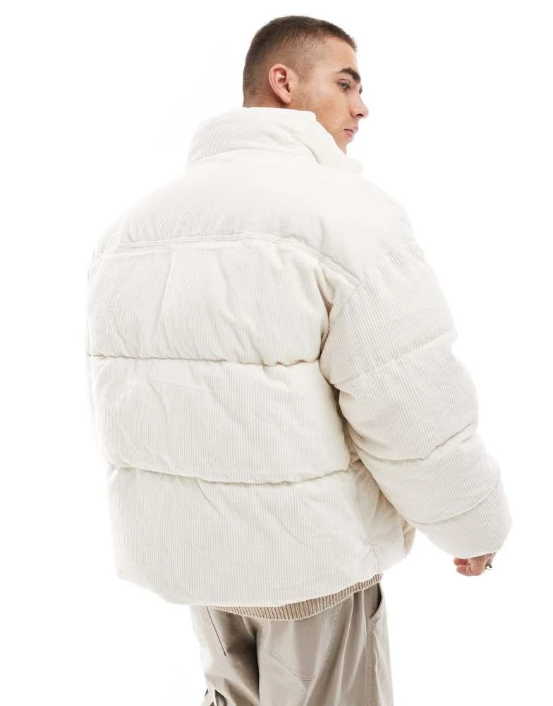 Bershka Bershka cord puffer jacket white 4