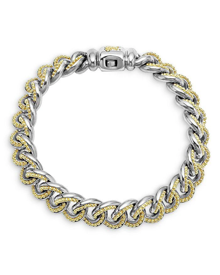 LAGOS Men
s 18K Yellow Gold
Sterling Silver Anthem Beaded Curb Link Bracelet - Exclusive