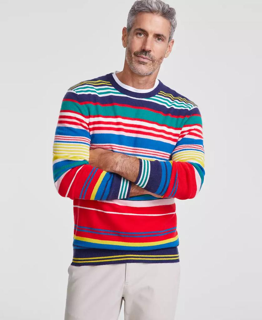 Club Room Men's Printed Stripe Cashmere Crewneck Sweater, Created for Macy's