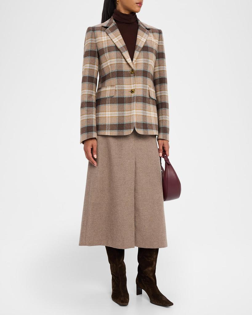 ARGENT Copain Single-Breasted Plaid Wool Blazer
