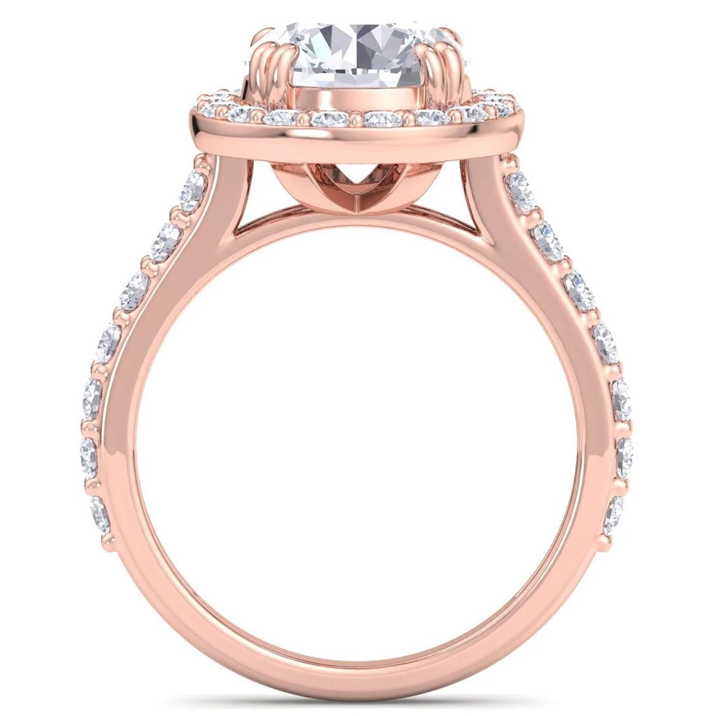 SSELECTS 4 Carat Round Lab Grown Diamond Halo Engagement Ring In 14K Rose Gold G-H, Vs2 3