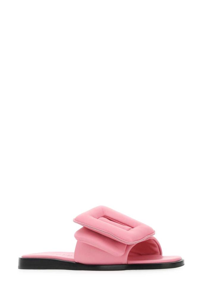 Boyy Pink Leather Puffy Slippers
