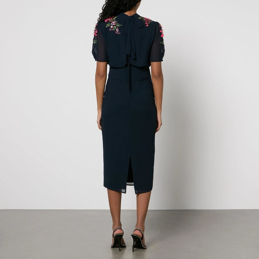 embroidered pencil dress Delphine Navy Embroidered Midi Dress – Frock and Frill main image 1