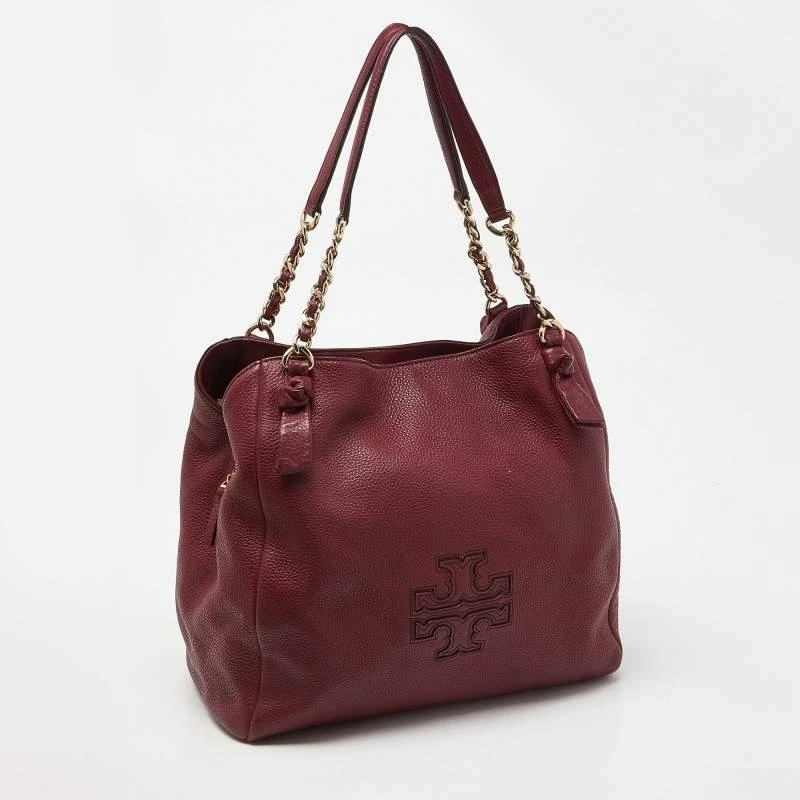Tory Burch Tory Burch Burgundy Leather Chain Tote 3