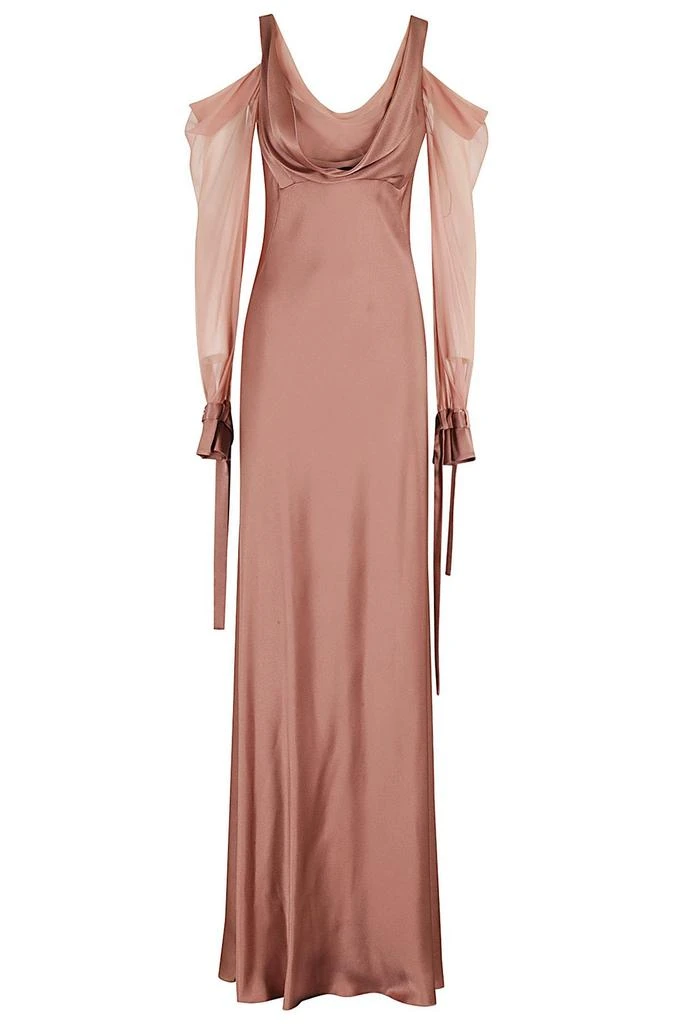 Alberta Ferretti Alberta Ferretti Cold-Shoulder Satin Maxi Dress 1