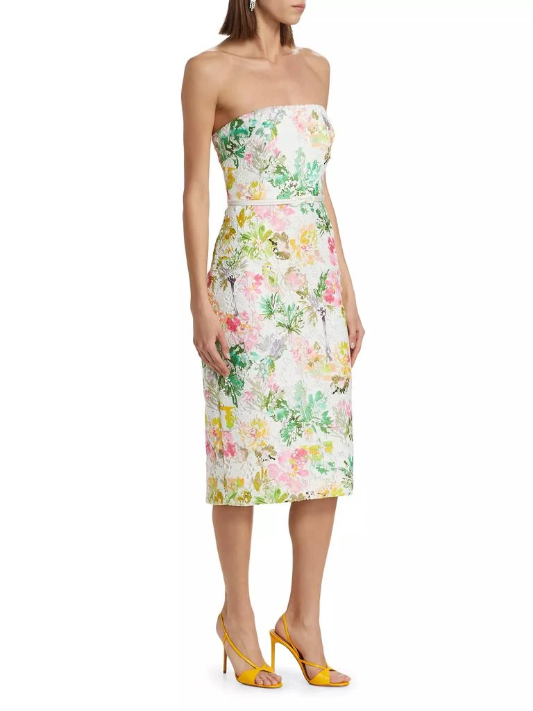 Badgley Mischka Floral Lace Strapless Cocktail Dress 4