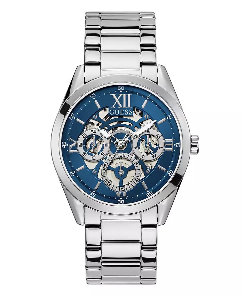 GUESS Men's Multi-Function Silver-Tone Stainless Steel Watch 42mm