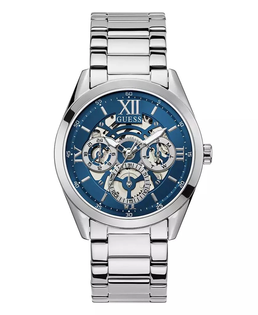 GUESS Men's Multi-Function Silver-Tone Stainless Steel Watch 42mm 1
