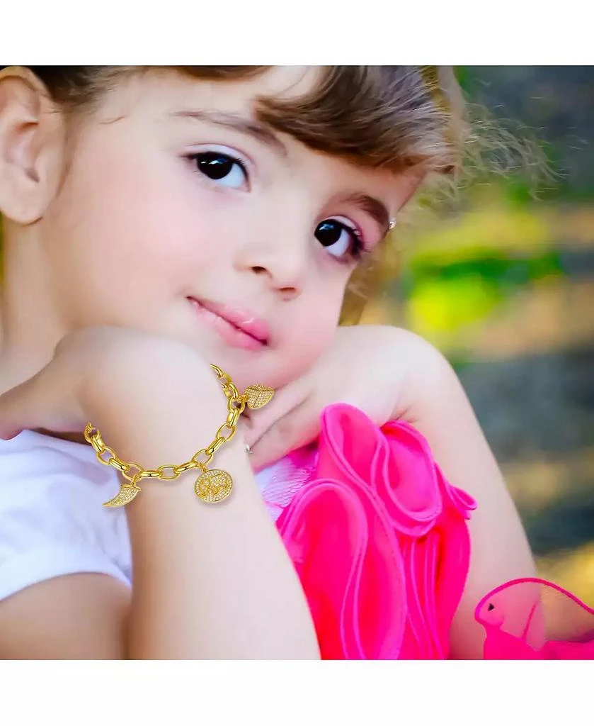 GiGiGirl Gigi Girl Kids/Young Teens 14k Yellow Gold Plated with Cubic Zirconia Tusk, Elephant 
Heart Dangle Charm Adjustable Bracelet 2