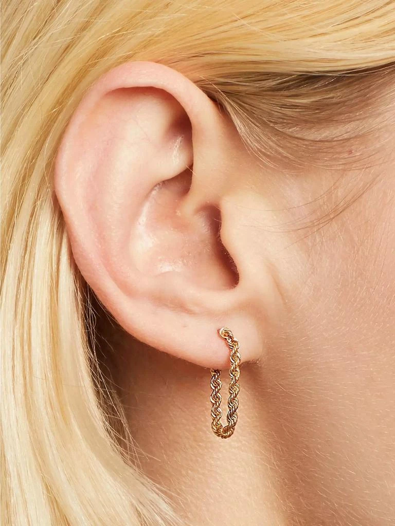 Oradina 14K Yellow Gold Roman Rope Drop Earrings 2