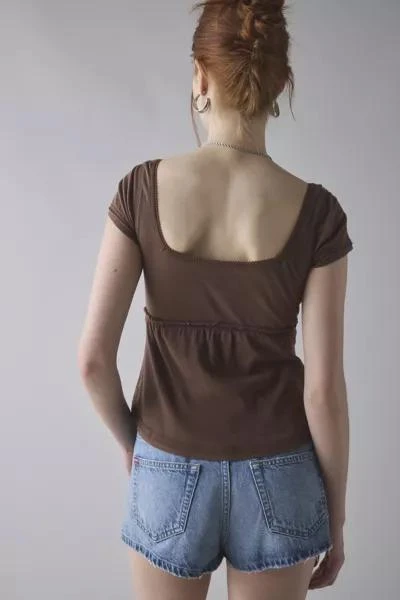BDG BDG Brittney Square Neck Henley Babydoll Tee 2