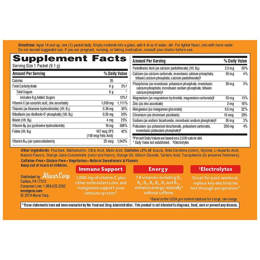 Emergen-C Daily Immune Support Drink with 1000 mg Vitamin C, Antioxidants & B Vitamins Super Orange