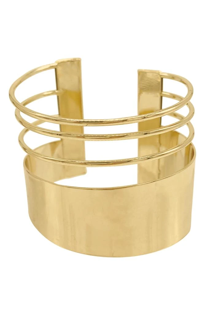 ADORNIA 14K Gold Plate Tall Cuff Bracelet
