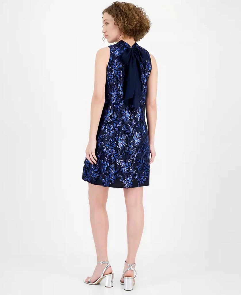 Robbie Bee Women's Sequinned Mock-Neck Sheath Dress 5