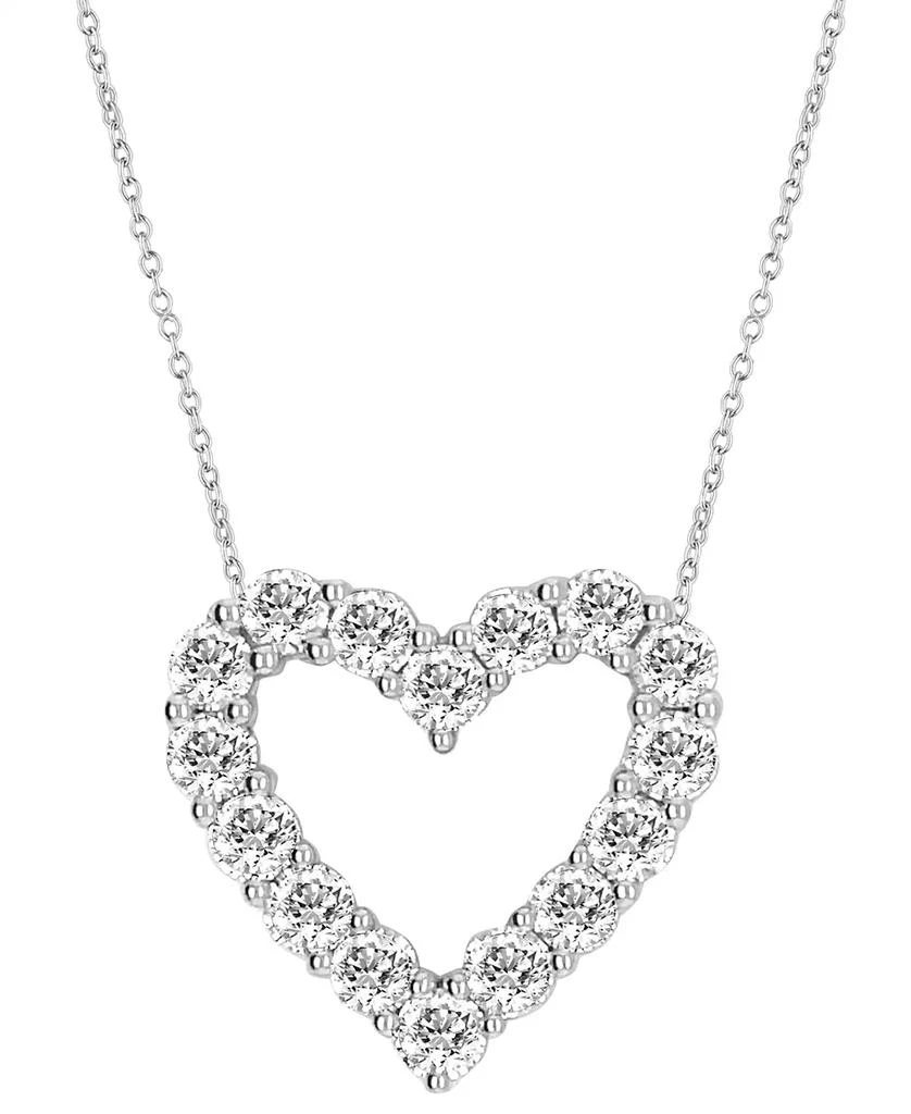 Badgley Mischka Lab Grown Diamond Heart Pendant Necklace (3 ct. t.w.) in 14k White Gold, 16" + 2" extender 1