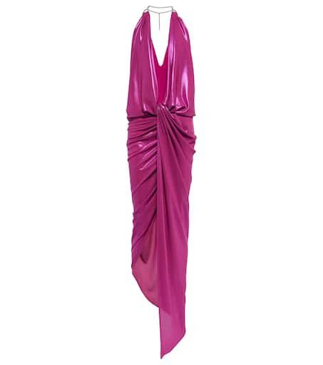 The Attico Halterneck lamé maxi dress 1