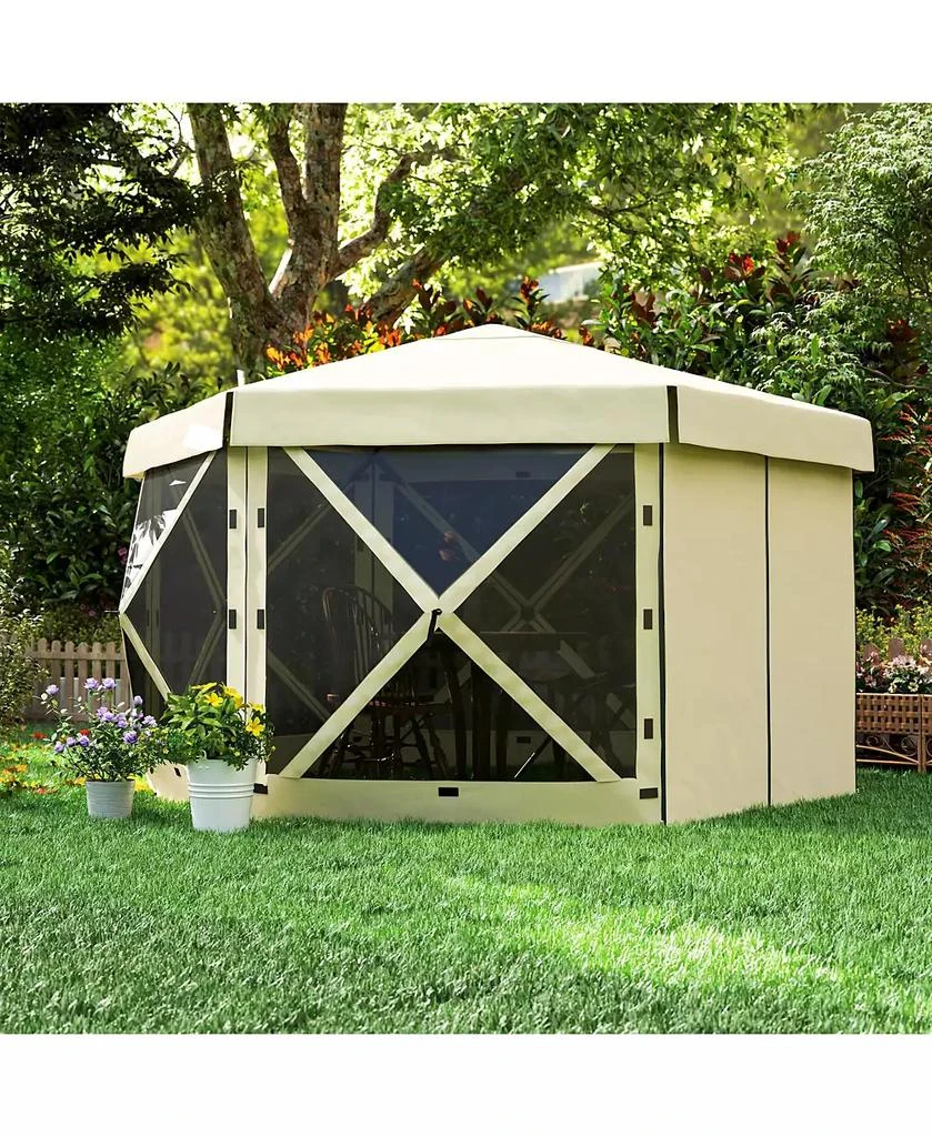 Outsunny 12' x 12' Hexagonal Pop Up Gazebo, Outdoor Canopy Tent, 8
