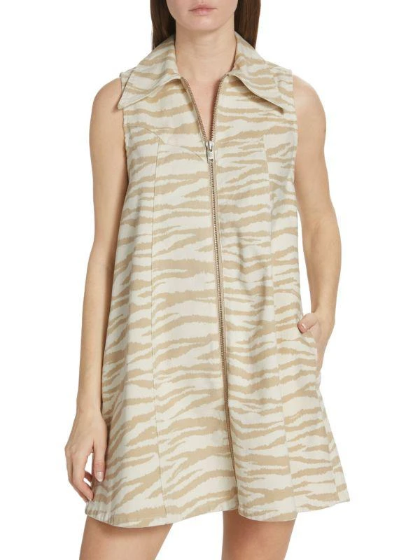 Ganni Zebra Print Denim Mini Dress 1