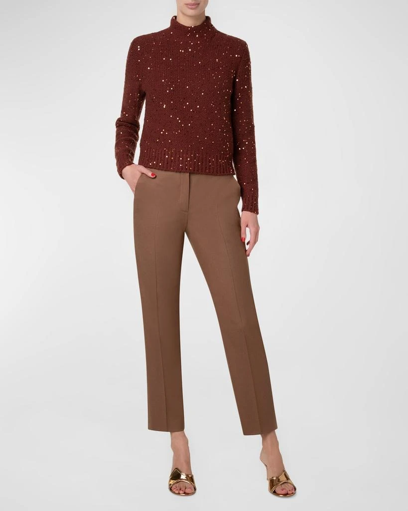Akris Mock-Neck Sequin Wool-Cashmere Sweater 2