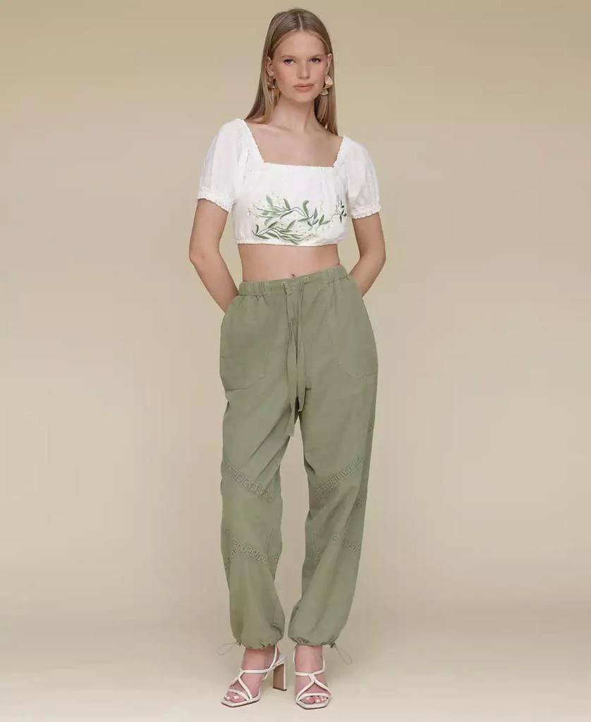 Avec Les Filles Women's Crochet-Trim Soft Utility Jogger Pants 4