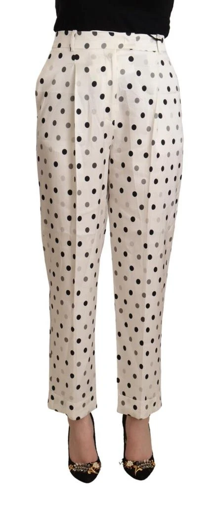 ERMANNO Ermanno Scervino White Polka Dotted High Waist Tapered Pants 1