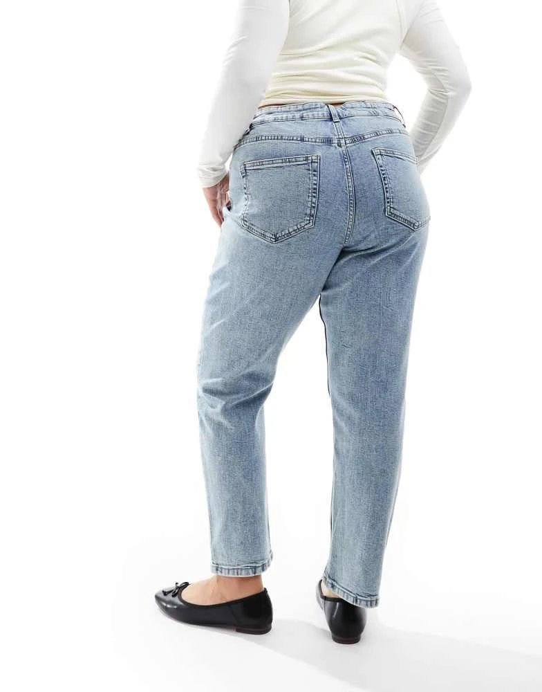 ASOS ASOS DESIGN Curve slim fit comfort mom jeans in mid blue 5