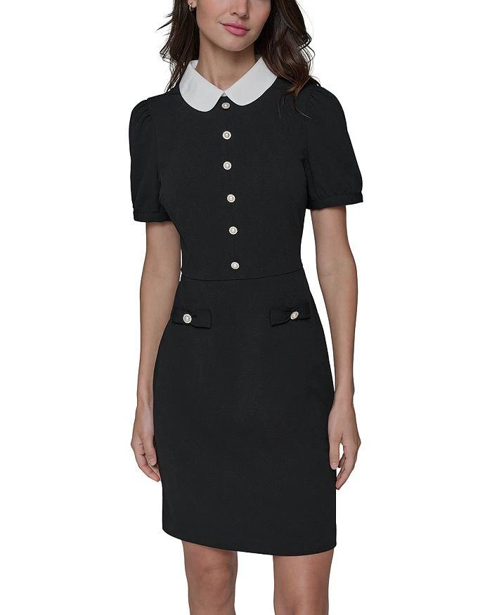 Karl Lagerfeld Paris Scuba Crepe Collared Sheath Dress 1