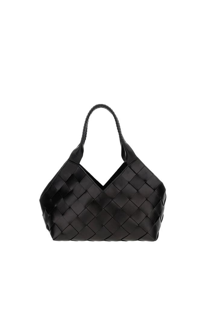 DRAGON DIFFUSION Black Woven Leather Castello Bag With Dual Handles