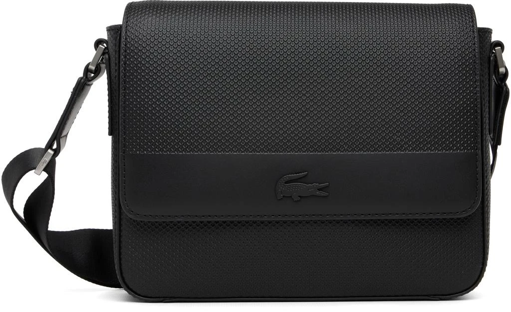 Lacoste Black Chantaco Leather Messenger Bag