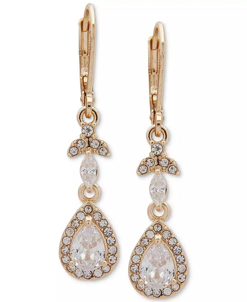 Anne Klein Gold-Tone Crystal Teardrop Chandelier Earrings