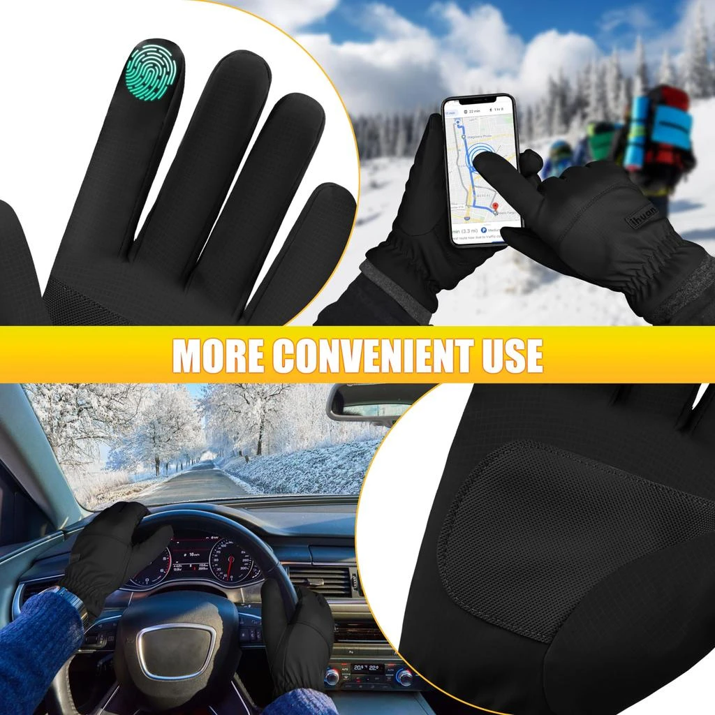 ihuan ihuan Winter Waterproof Ski Gloves Men Women, Snow Warm Cycling Cold Weather, Driving Biking Running 5