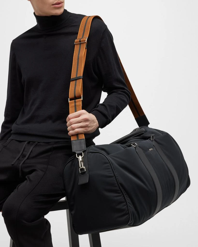 Zegna Men's Holdall 55 Nylon and Leather Duffel Bag 4